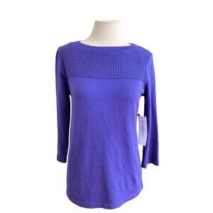 NWT Liz Claiborne SWEATER Sz S Purple Sparkle Pullover Lightweight Designer‎